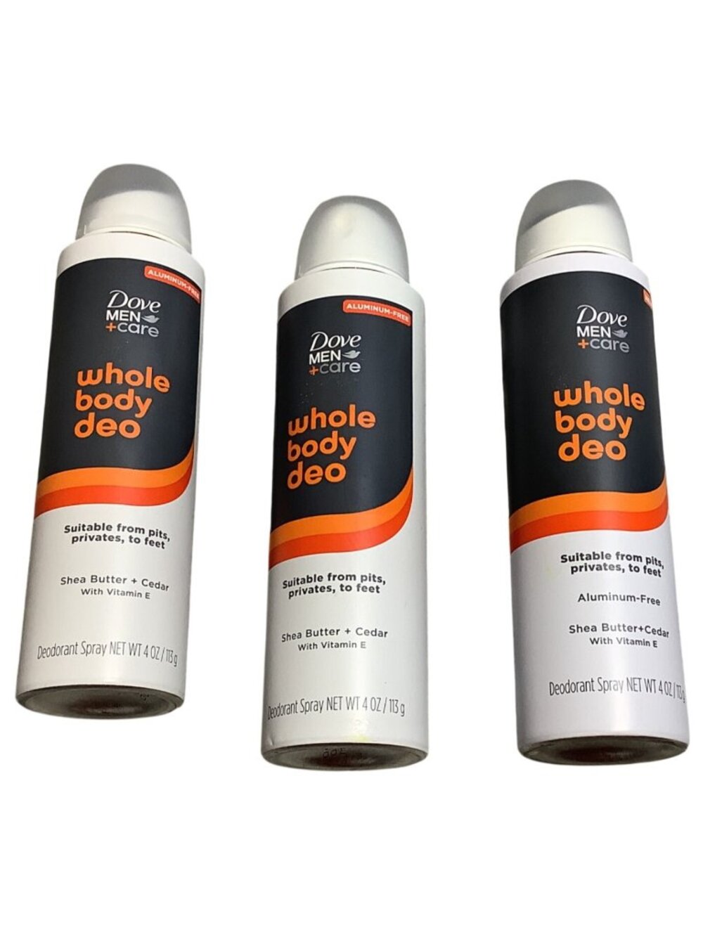 3 Dove Men+Care Whole Body Deodorant Spray Shea Butter & Cedar 4 Oz Vitamin E